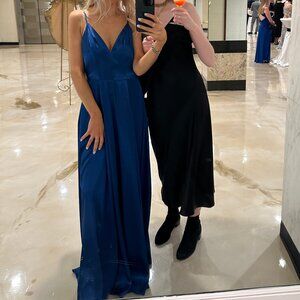 Galina Signature Charmeuse Deep V-Neck A-Line Dress